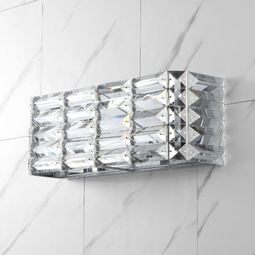 Evelyn Crystal Rectangle Iron/Crystal Glam Modern LED Vanity Light - JONATHAN Y